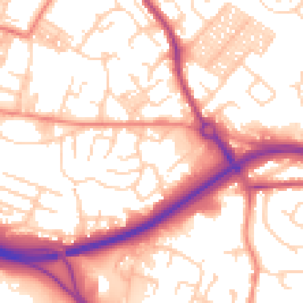 Daytime road noise heatmap for LS13 4UL