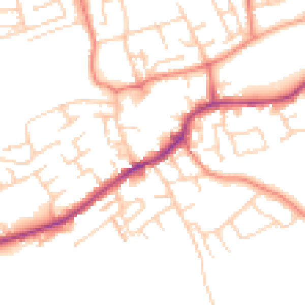 Daytime road noise heatmap for LS26 0AE