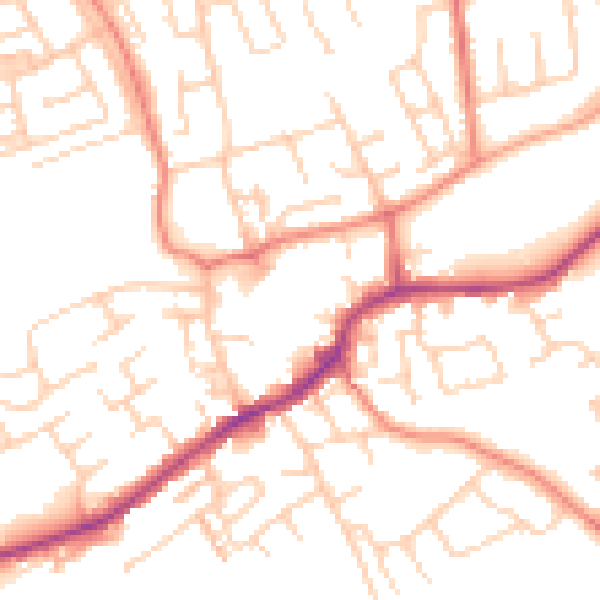 Daytime road noise heatmap for LS26 0AF