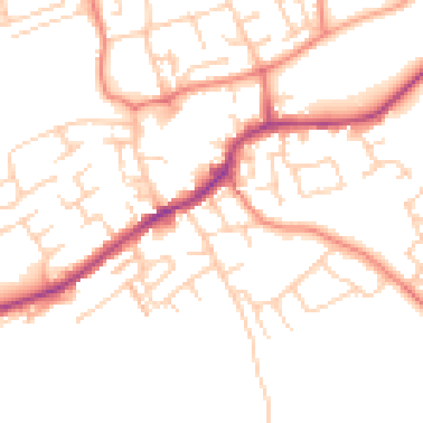 Daytime road noise heatmap for LS26 0AH