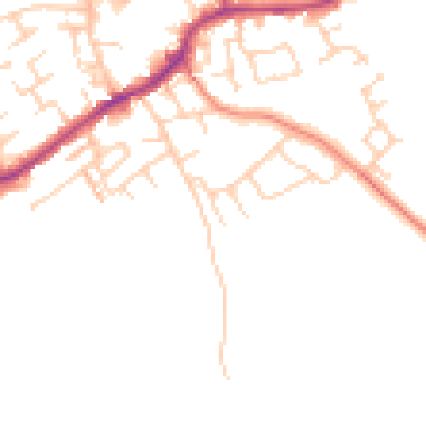 Daytime road noise heatmap for LS26 0AJ
