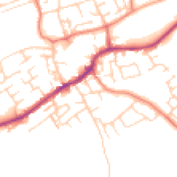 Daytime road noise heatmap for LS26 0AQ