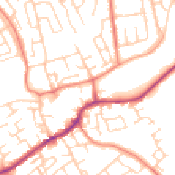Daytime road noise heatmap for LS26 0AU