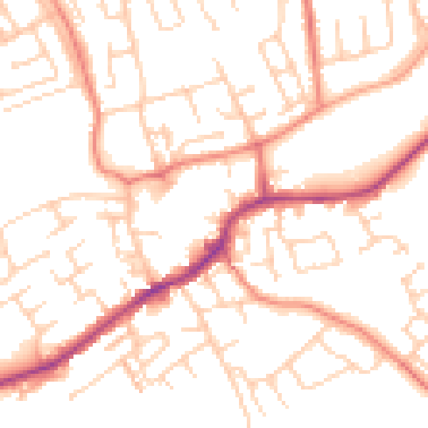 Daytime road noise heatmap for LS26 0AW