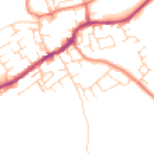 Daytime road noise heatmap for LS26 0AY