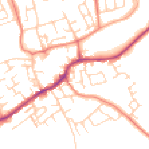 Daytime road noise heatmap for LS26 0AZ