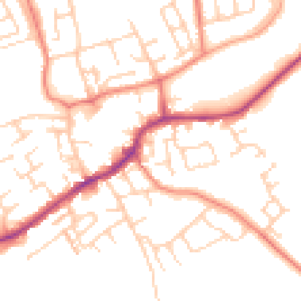 Daytime road noise heatmap for LS26 0BA