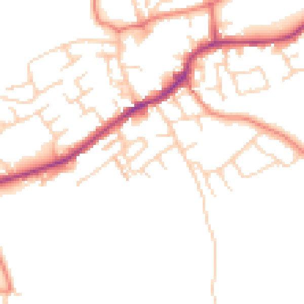 Daytime road noise heatmap for LS26 0BD