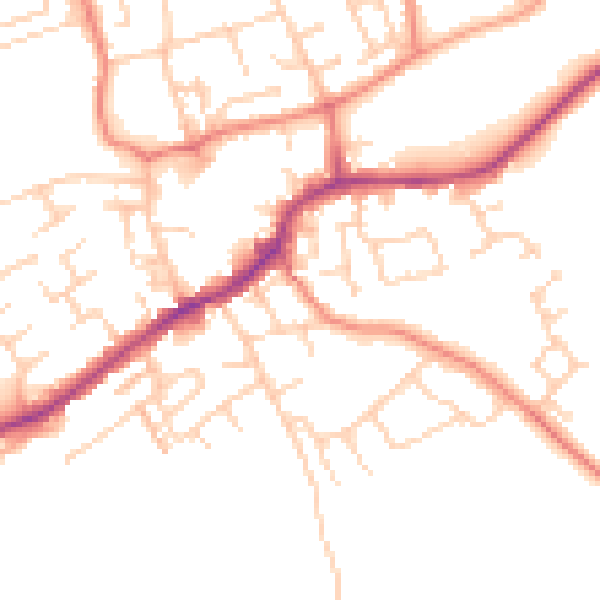 Daytime road noise heatmap for LS26 0BE