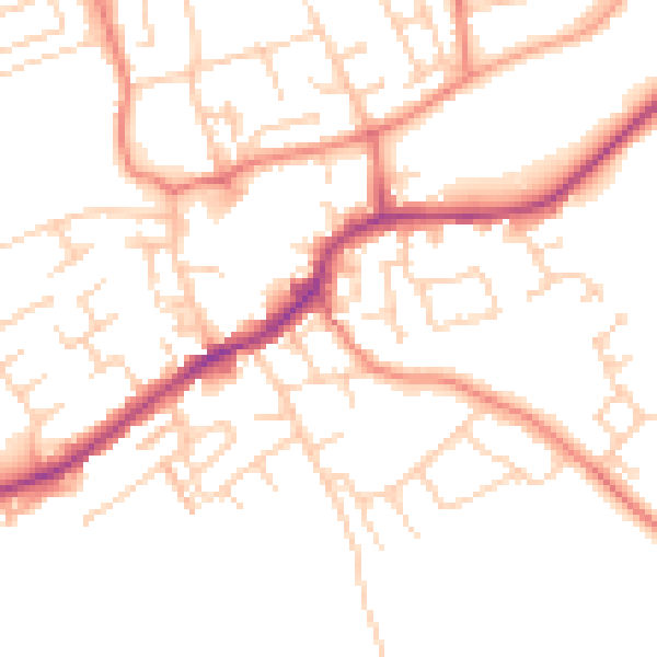 Daytime road noise heatmap for LS26 0BG