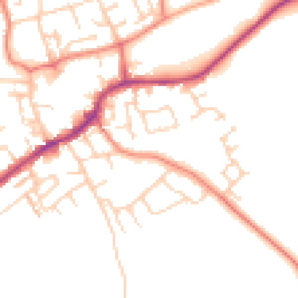 Daytime road noise heatmap for LS26 0BH