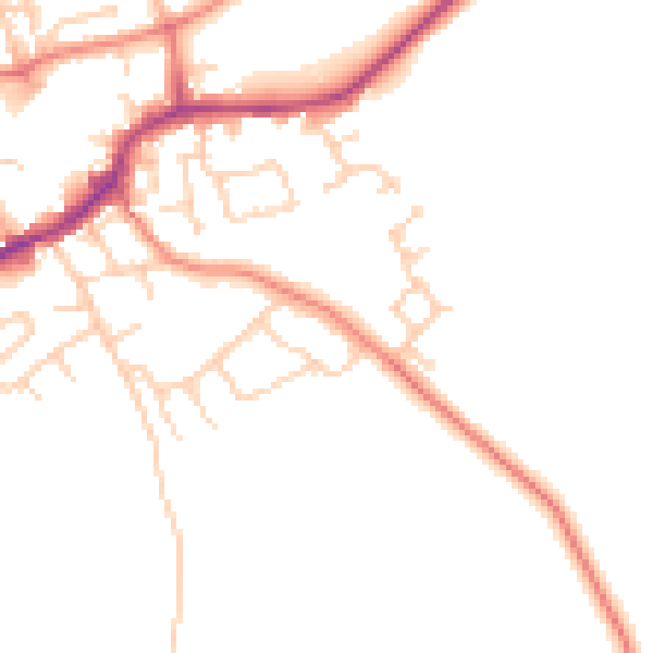 Daytime road noise heatmap for LS26 0BJ
