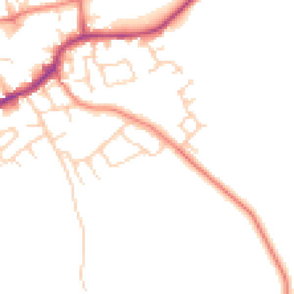 Daytime road noise heatmap for LS26 0BL