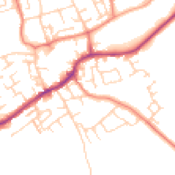 Daytime road noise heatmap for LS26 0BQ