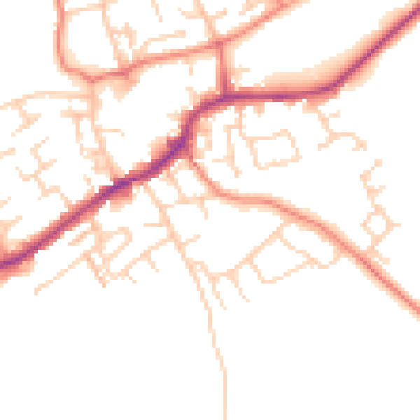 Daytime road noise heatmap for LS26 0BR