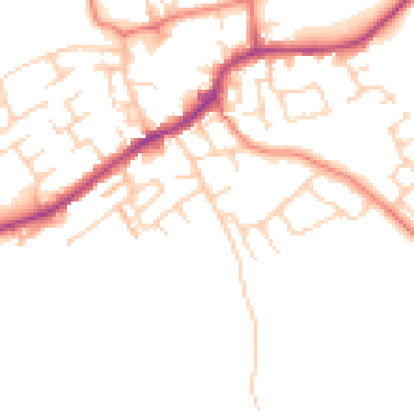 Daytime road noise heatmap for LS26 0BS