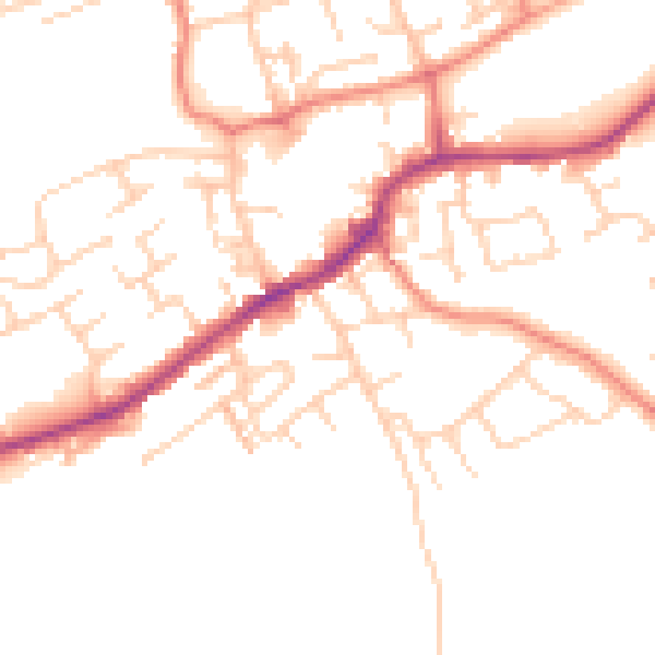 Daytime road noise heatmap for LS26 0BU