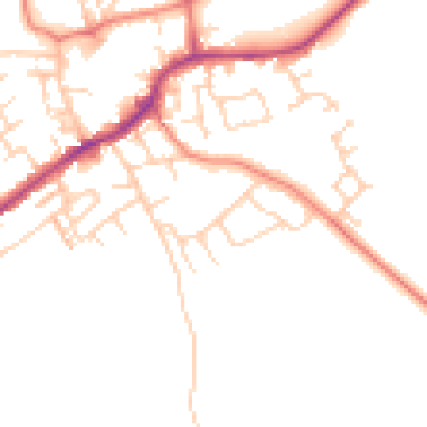 Daytime road noise heatmap for LS26 0BW