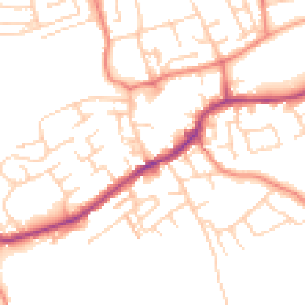 Daytime road noise heatmap for LS26 0DA