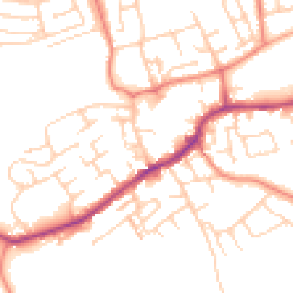 Daytime road noise heatmap for LS26 0DB