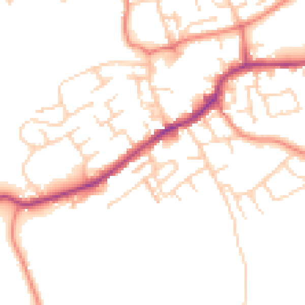 Daytime road noise heatmap for LS26 0DD