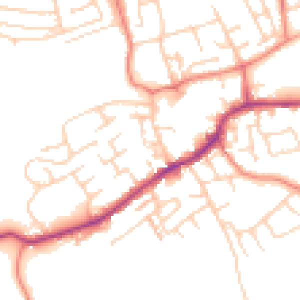 Daytime road noise heatmap for LS26 0DE