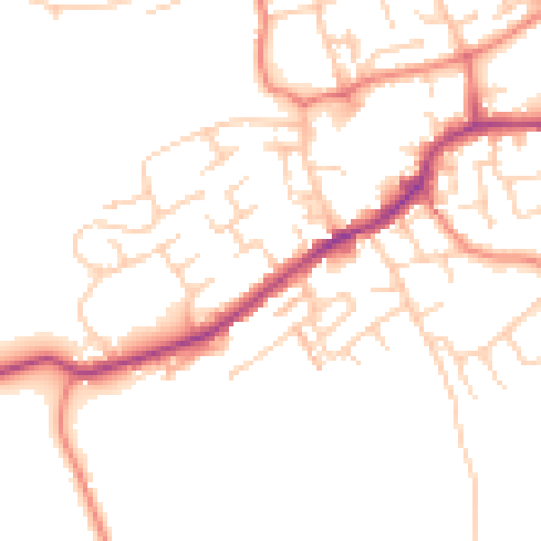 Daytime road noise heatmap for LS26 0DH
