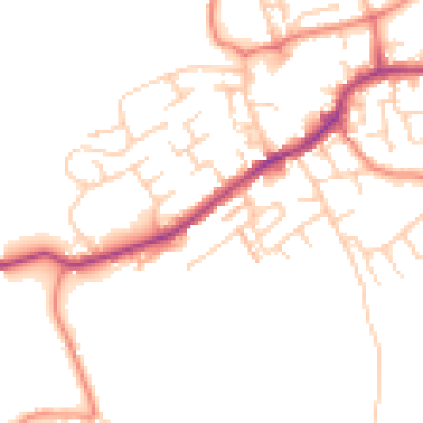 Daytime road noise heatmap for LS26 0DJ
