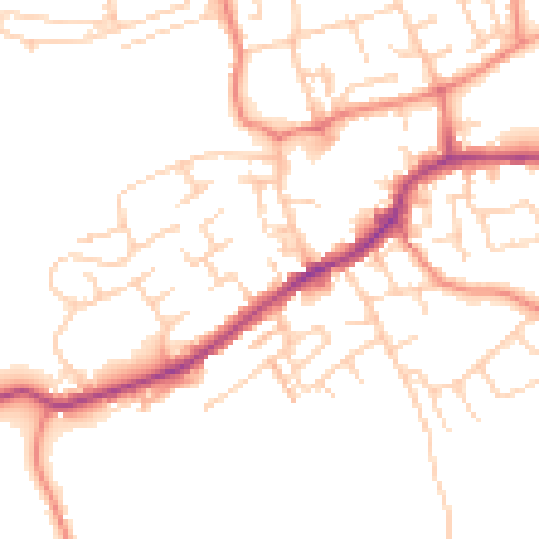 Daytime road noise heatmap for LS26 0DL