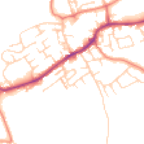 Daytime road noise heatmap for LS26 0DP