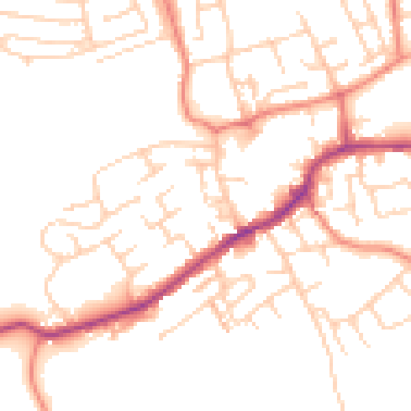 Daytime road noise heatmap for LS26 0DQ