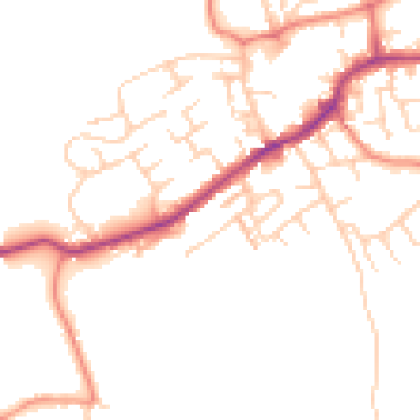 Daytime road noise heatmap for LS26 0DR
