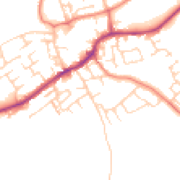 Daytime road noise heatmap for LS26 0DT