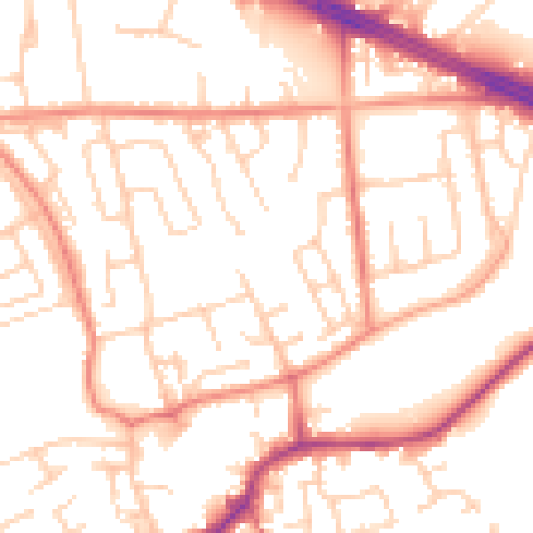 Daytime road noise heatmap for LS26 0EF
