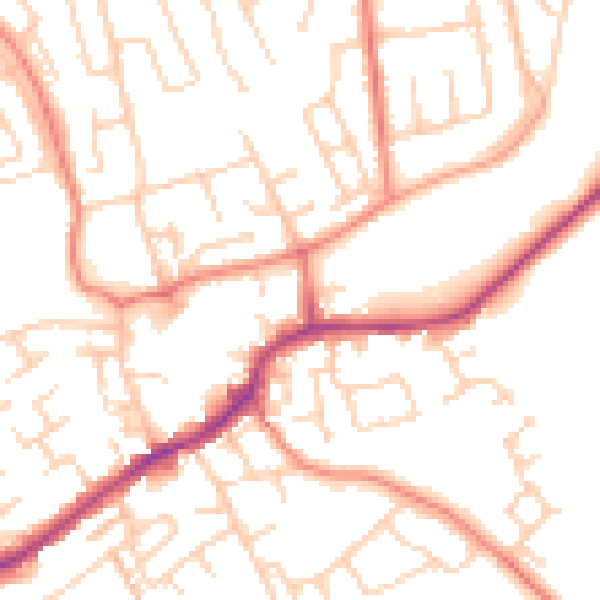 Daytime road noise heatmap for LS26 0EG
