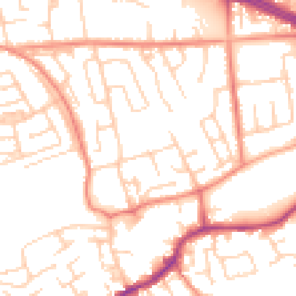 Daytime road noise heatmap for LS26 0EJ
