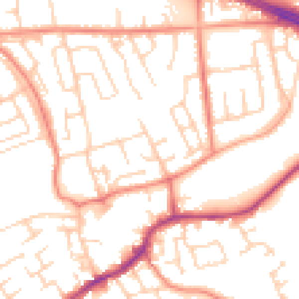 Daytime road noise heatmap for LS26 0EQ