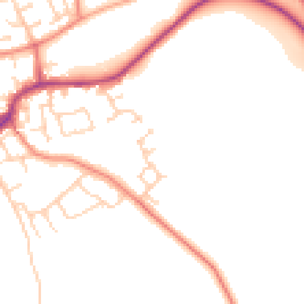 Daytime road noise heatmap for LS26 0FF
