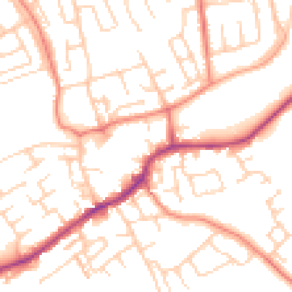 Daytime road noise heatmap for LS26 0FL