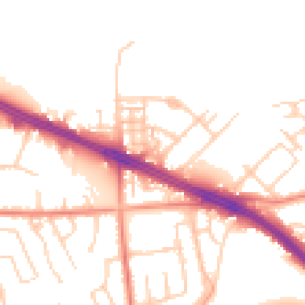 Daytime road noise heatmap for LS26 0JS