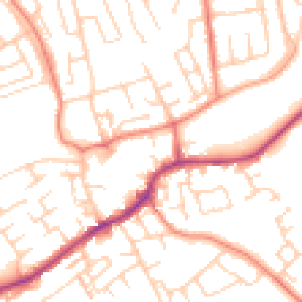 Daytime road noise heatmap for LS26 0LG