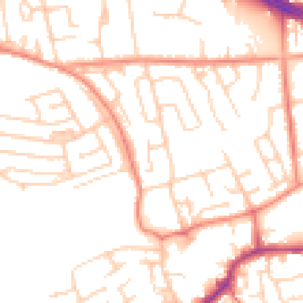 Daytime road noise heatmap for LS26 0LL