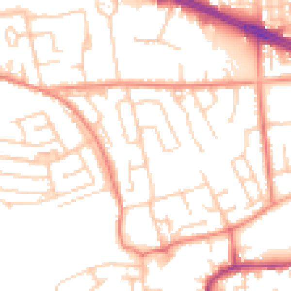 Daytime road noise heatmap for LS26 0NA