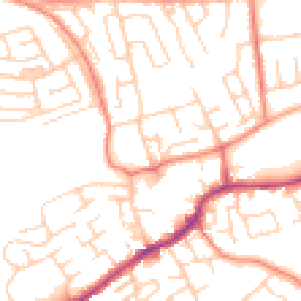 Daytime road noise heatmap for LS26 0NY