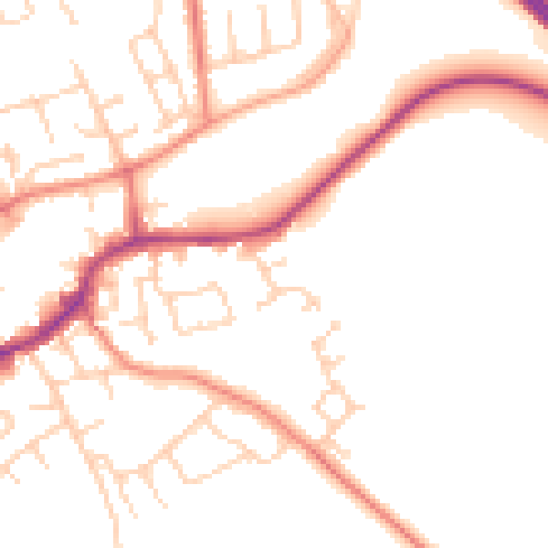 Daytime road noise heatmap for LS26 0WB