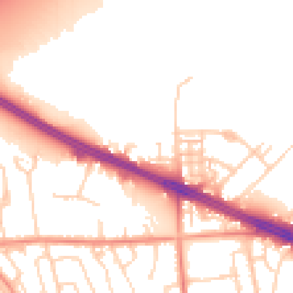 Daytime road noise heatmap for LS26 0WL