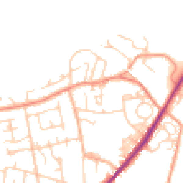 Daytime road noise heatmap for LS26 8AA