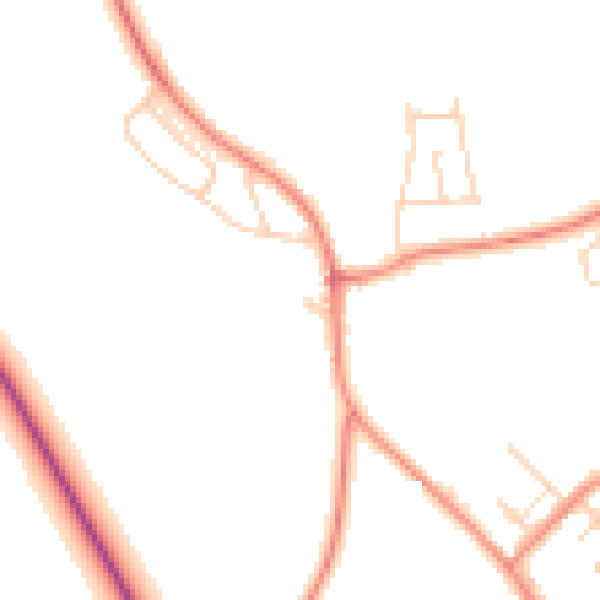 Daytime road noise heatmap for LS26 8AD