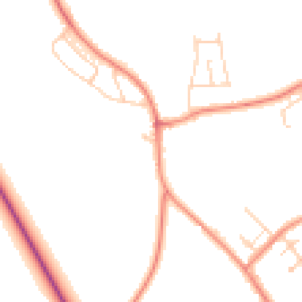Daytime road noise heatmap for LS26 8AS