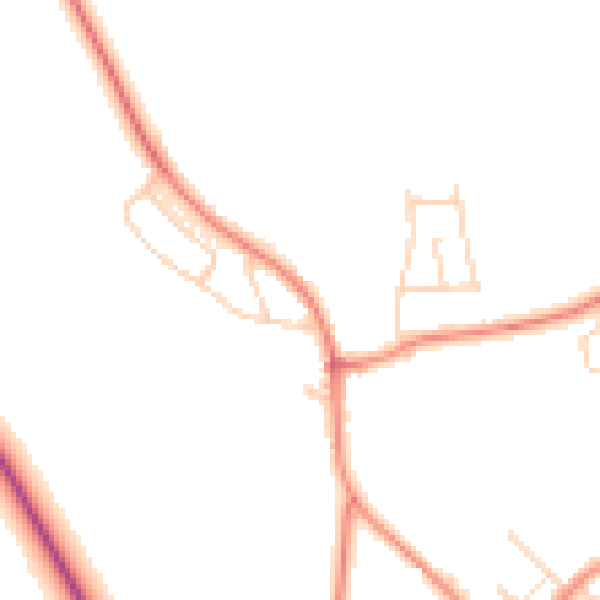 Daytime road noise heatmap for LS26 8BH